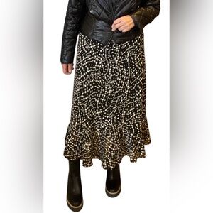 Y2K Whimsigoth Streetwear skirt black with tan geometric pattern size XL